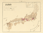 Japan, cultivation, showing the relative amount of cultivation from light, lowest, to dark, highest.