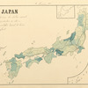 Japan, rice, showing the relative amount of production in colors, from light, lowest, to dark, highest.