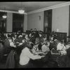 Work with schools, Rivington Street Branch : readers fill room, study room at night, 1923