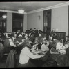 Work with schools, Rivington Street Branch : readers fill room, study room at night, 1923
