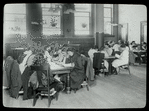 Work with schools, Tompkins Square : girls fill reading tables, school visit, April 13, 1910