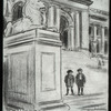 Central building, cartoons : Outside of that cowboy book I showed you there ain't a decent book in the whole darn library