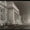 Central building, exterior views, Fifth Avenue, 1911-1912 : on parade day, 1912, showing viewing stand in front of library, traffic