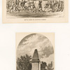 Battle scene on Lexington Common; the Lexington Monument.