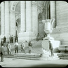Central building, exterior views, Fifth Avenue : men scrubbing front steps, no date, probably 1920s