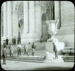 Central building, exterior views, Fifth Avenue : men scrubbing front steps, no date, probably 1920s