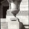 Central building, sculpture and monuments : urn near Fifth Avenue entrance.
