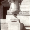 Central building, sculpture and monuments : urn near Fifth Avenue entrance