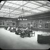 Central building : Stuart Gallery, general view, people on benches