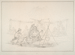 Mandan.  47. Mah-to-toh-pa (the Four Bears), War Chief of the Mandan tribe, dining the Author, in his wigwam, .... An American Indian Chief never eats with his guest, but sits by him in full dress and paint, and waits upon him: and ... charges the pipe with k'nick-n'eck, to offer his guest  'a comfortable smoke' when he has done eating.
