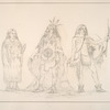 Minatarree.  80. Ee-achin-chee-a (Red Thunder) son of the old Chief Black Mocasin,  .. dressed and painrted for war; 81. (the Handsome Man), a celebrated Beau; 82. Seet-see-be-ah (the Mid Day Sun), an unmarried girl, ....