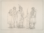 Shawano. 96. Lay-law-she-kaw (He who Goes up the River), an aged man, and Chief  of the tribe: the rims of his ears curiously separated and elongated; 97. Kay-te-qua (the Female Eagle), daughter of the Chief; 98. Pah-te-coo-saw (the Open Door) (called the