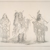 Omaha. 122. Ki-ho-ga-wh-shu-shee (the Very Brave Chief), Head Chief of the Omahas, ... ; 123. Woman in a fine dress, wife of the Chief; 124. Shaw-da-mon-nee (There He Goes), a warrrior in full war dress, smoking a pipe tomahawk.