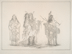 Omaha. 122. Ki-ho-ga-wh-shu-shee (the Very Brave Chief), Head Chief of the Omahas, ... ; 123. Woman in a fine dress, wife of the Chief; 124. Shaw-da-mon-nee (There He Goes), a warrrior in full war dress, smoking a pipe tomahawk.