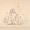 Camanchee. 166. A group of Camanchee children, and a Camanchee wig-wam, made of Buffalo skin. The wig-wam and children of the Chief.