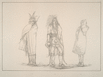 Iroquois. 186. Not-a-way, one of the Chief of the tribe, and said to be distinguished as a warrior; 187. Tchee-a-ka-chee, an Iroquois woman, curiously wrapped in her blanket; 188. Nox-to-yeh, a young warrior, with bow and arrows under his  robe.