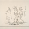 Navaho. 208, 209. Tehongs-tee (the SInger), Nah-qua-sab-bec (not afraid of any one), two young warriors of distinction; 210. A Navaho woman, mother of the two young men.