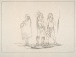 Navaho. 208, 209. Tehongs-tee (the SInger), Nah-qua-sab-bec (not afraid of any one), two young warriors of distinction; 210. A Navaho woman, mother of the two young men.