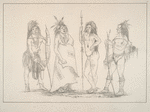 Apachee. 211. Be-las-O-qua-na, called 'Spanish Spur', the Chief of a Band. Said to have been very distinguished in his battle with the Mexicans; 212-214. Nick-war-ra (the Horse Catcher), Nah-quat-se-o, Hu-tah, three young men dressed and painted for war.