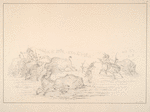 Buffalo chase.  247. Though the fleetness of the wild horse easily brings its rider into close quarters with the Buffalo, there is often a struggle for the mastery. ....