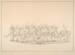 Dog dance. Sioux. 261. One of the boasting dance of the Sioux, for which they kill a dog, and taking out the hearts and liver, and slitting them into small chips, of a couple of inches in length, ....