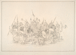 Scalp dance. Sioux. 263. A war-party of Sioux returning from battle, with scalps taken from their enemy's heads, celebrate the victory for fifteen successive nights, by giving the Scalp dance. ...