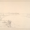 Mandan Village (a distant view). Situated on a small promontory in a bend of the Missouri River, ...