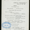 DINNER [held by] CUNARD LINE [at] "R.M.S. ""CAMPANIA""" (SS;)