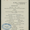 BREAKFAST [held by] CUNARD LINE [at] "R.M.S. ""CAMPANIA""" (SS;)