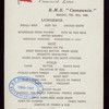 LUNCHEON [held by] CUNARD LINE [at] "R.M.S. "" CAMPANIA""" (SS;)