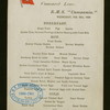 BREAKFAST [held by] CUNARD LINE [at] EN ROUTE ON BOARD R.M.S. CAMPANIA (SS;)