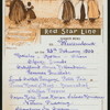 DINNER [held by] RED STAR LINE [at] EN ROUTE ABOARD S.S. WESTERNLAND (SS;)