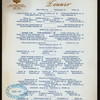 DINNER [held by] HOTEL MARIE ANTOINETTE [at] 66TH STREET AND BROADWAY [NY] (HOTEL;)