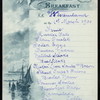 BREAKFAST [held by] RED STAR LINE - S.S.WESTERNLAND [at] EN ROUTE (SS)