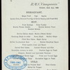 BREAKFAST [held by] CUNARD LINE [at] RMS CAMPANIA (SS;)