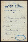 MENU [held by] TIMEO HOTEL [at] "[TAORMINA, SICILY]" (HOTEL;)