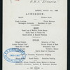 LUNCHEON [held by] CUNARD LINE [at] "R.M.S. ""ETRURIA""" (SS;)