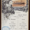 FRUHSTUCK/LUNCH [held by] HAMBURG AMERIKA LINIE [at] SCHNELLDAMPFER (EXPRESS STEAMER) AUGUST VICTORIA (SS;)