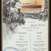 LUNCH [held by] HAMBURG-AMERIKA LINIE [at] EN ROUTE ABOARD SCHNELLDAMPMER (EXPRESS STEAMER) AUGUSTE VICTORIA (SS;)