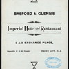 DAILY MENU [held by] BASFORD & GLENN'S IMPERIAL HOTEL & RESTAURANT [at] "3 EXCHANGE PLACE,JERSEY CITY, N.J." (HOTEL & REST;)
