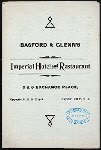 DAILY MENU [held by] BASFORD & GLENN'S IMPERIAL HOTEL & RESTAURANT [at] "3 EXCHANGE PLACE,JERSEY CITY, N.J." (HOTEL & REST;)