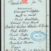 BREAKFAST [held by] CROMWELL STEAMSHIP COMPANY [at]  (SS;)