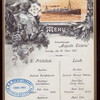 FRUHSTUCK/LUNCH [held by] HAMBURG AMERIKA LINIE [at] SCHNELLDAMPFER (EXPRESS STEAMER) AUGUST VICTORIA (SS;)