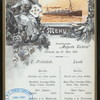 FRUHSTUCK/LUNCH [held by] HAMBURG AMERIKA LINIE [at] SCHNELLDAMPFER (EXPRESS STEAMER) AUGUST VICTORIA (SS;)
