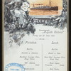 LUNCH [held by] HAMBURG-AMERIKA LINIE [at] "SCHNELLDAMPFER ""AUGUSTE VICTORIA""" (SS;)
