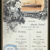 LUNCH [held by] HAMBURG-AMERIKA LINIE [at] "SCHNELLDAMPFER ""AUGUSTE VICTORIA""" (SS;)