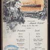 LUNCH [held by] HAMBURG-AMERIKA LINIE [at] EN ROUTE ABOARD SCHNELLDAMPFER (EXPRESS STEAMER) AUGUSTE VICTORIA (SS;)