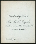 COMPLIMENTARY DINNER TO MR. M.E. INGALLS [held by] M.E. INGALLS' FRIENDS(?) [at] QUEEN CITY CLUB (OTHER (PRIVATE CLUB);)