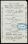 DAILY MENU [held by] MILLS HOTEL [at] "BLEECKER STREET, NEW YORK" (REST;)