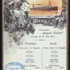 LUNCH [held by] HAMBURG-AMERIKA LINIE [at] EN ROUTE ABOARD SCNELLDAMPFER (EXPRESS STEAMER) AUGUSTE VICTORIA (SS;)